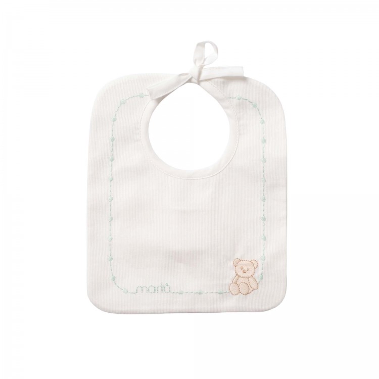 MARLU' Bavetta con ricami verde acqua neonati