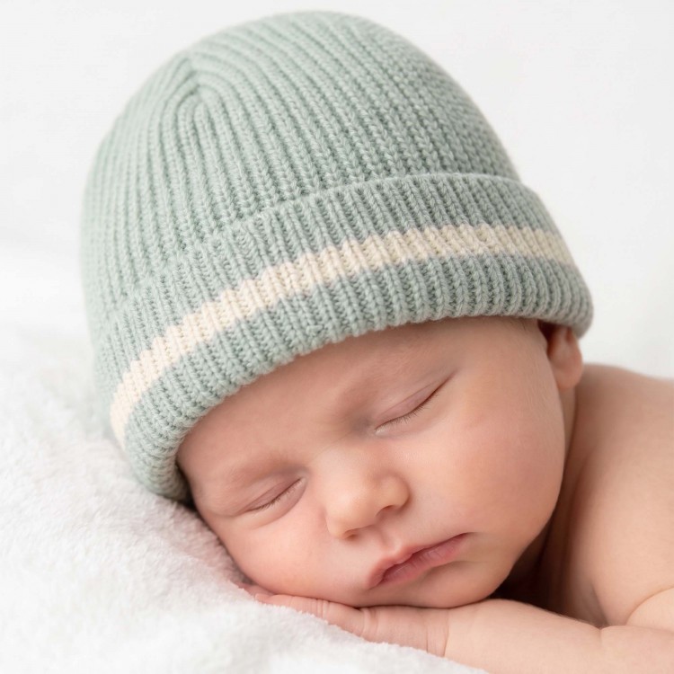 MARLU' Cappellino salvia in filato neonato