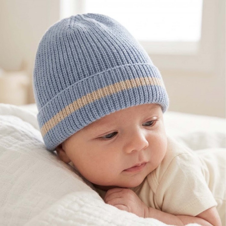 MARLU' Cappellino celeste in filato neonato