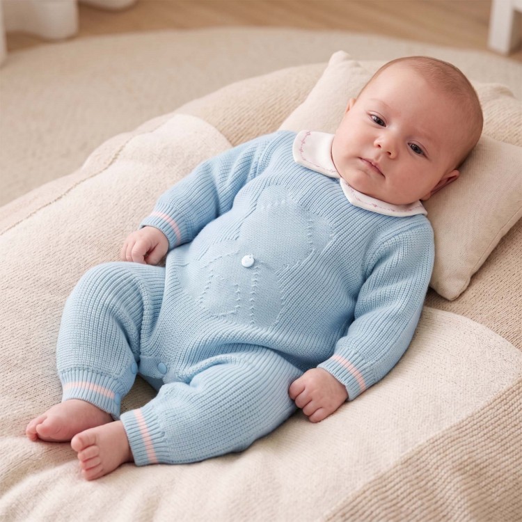 MARLU' Tutina celeste con orsetto neonato