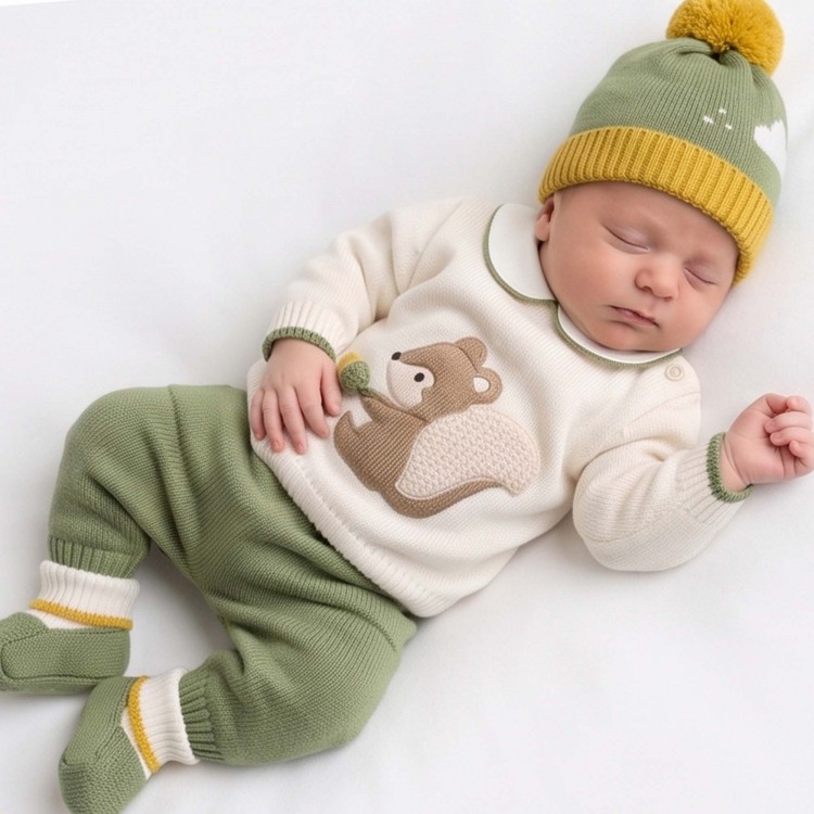 MARLU' Completo verde scoiattolo neonato