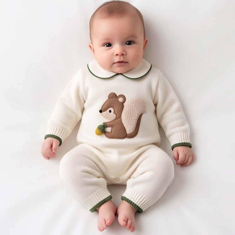 MARLU' Tutina bianca scoiattolo neonato