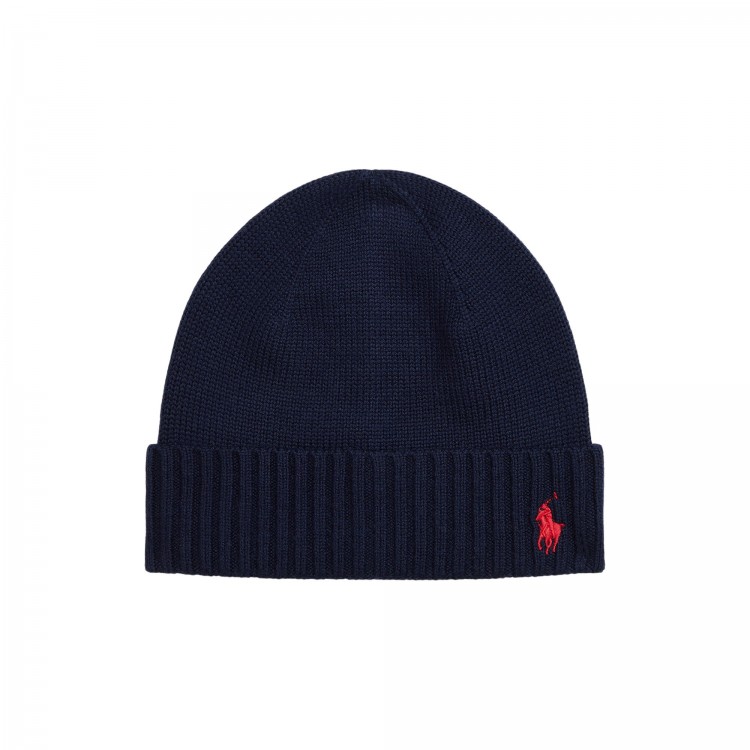 RALPH LAUREN Cappello blu navy in lana bambini