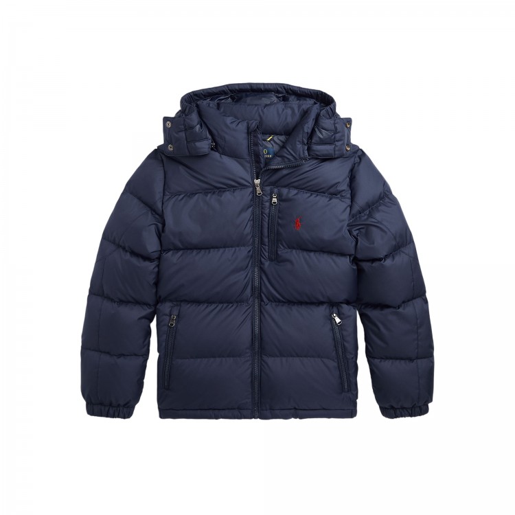 RALPH LAUREN Giubbotto blu navy in piuma bambini