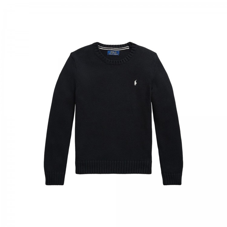 RALPH LAUREN Maglia nera a maglia grossa bambini