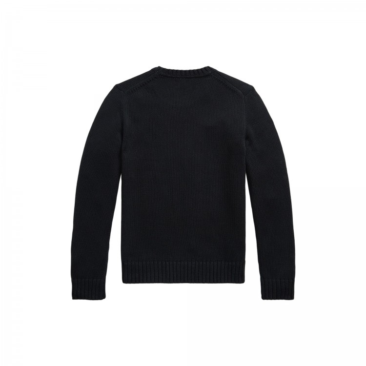 RALPH LAUREN Maglia nera a maglia grossa bambini