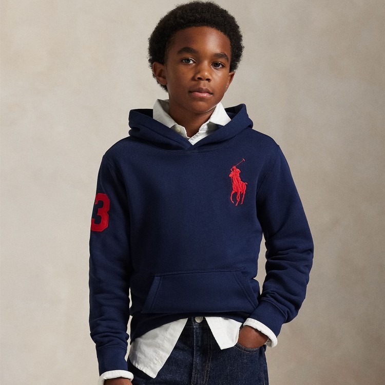 RALPH LAUREN Felpa blu navy Big Pony bambini