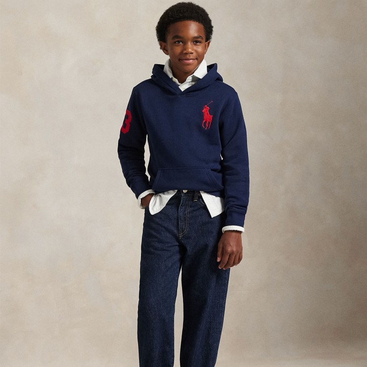 RALPH LAUREN Felpa blu navy Big Pony bambini