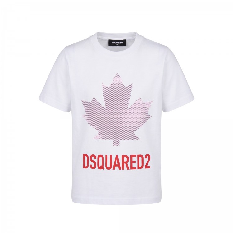 DSQUARED T-shirt bianca con logo in rilievo bambino