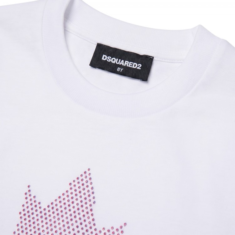 DSQUARED T-shirt bianca con logo in rilievo bambino