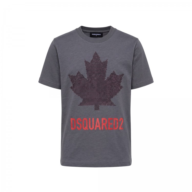 DSQUARED T-shirt grigia con logo in rilievo bambino