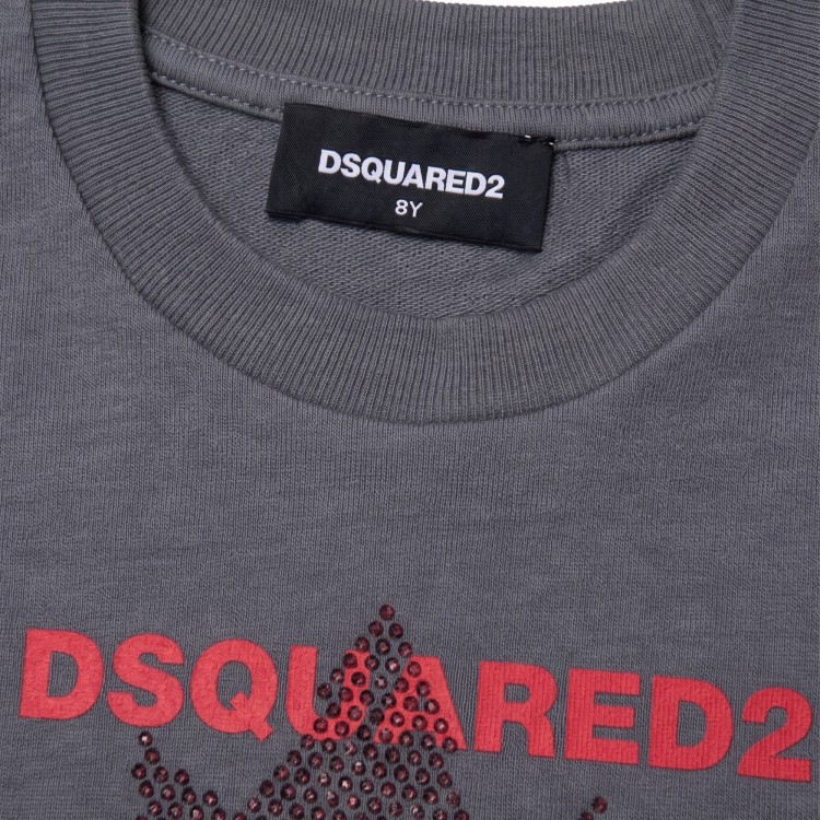 DSQUARED T-shirt grigia con logo in rilievo bambino