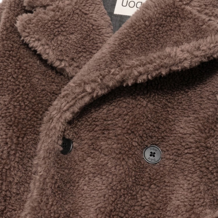 DOUDOU Cappotto doppiopetto teddy marrone bambina