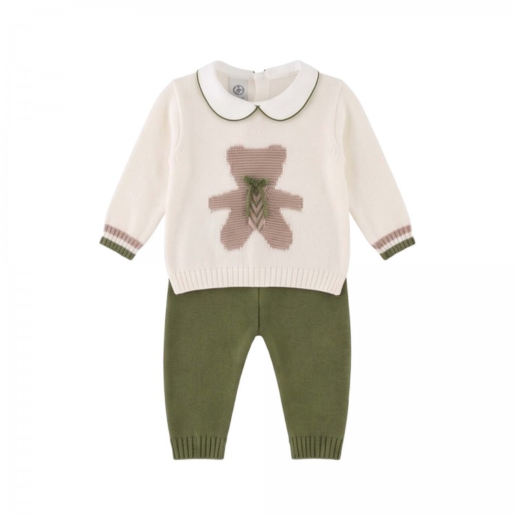 MARLU' Completo verde orsetto neonato