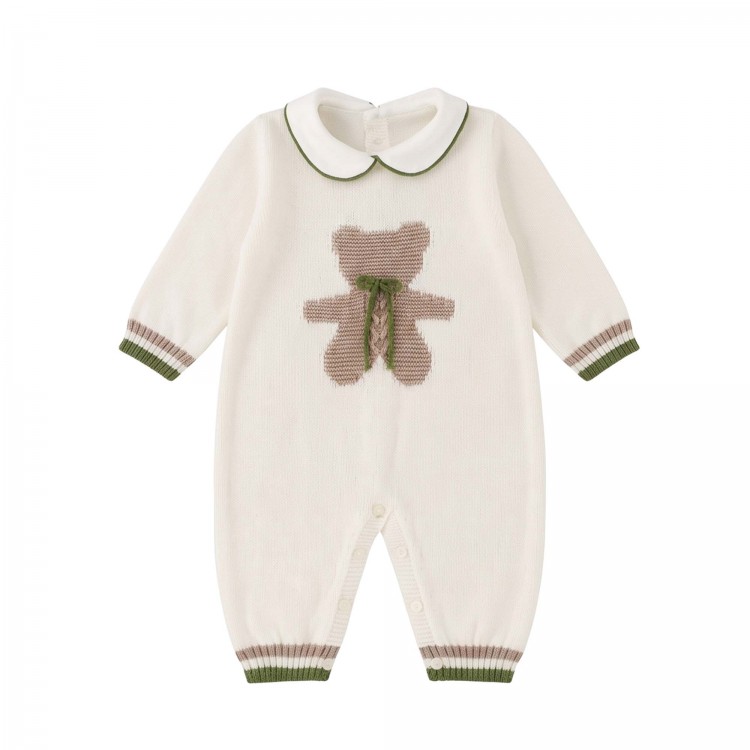 MARLU' Tutina bianca orsetto neonato