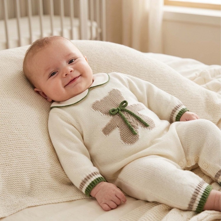 MARLU' Tutina bianca orsetto neonato