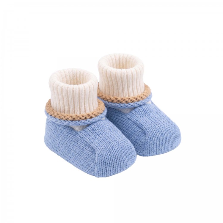 MARLU' Scarpine celesti in filato neonato