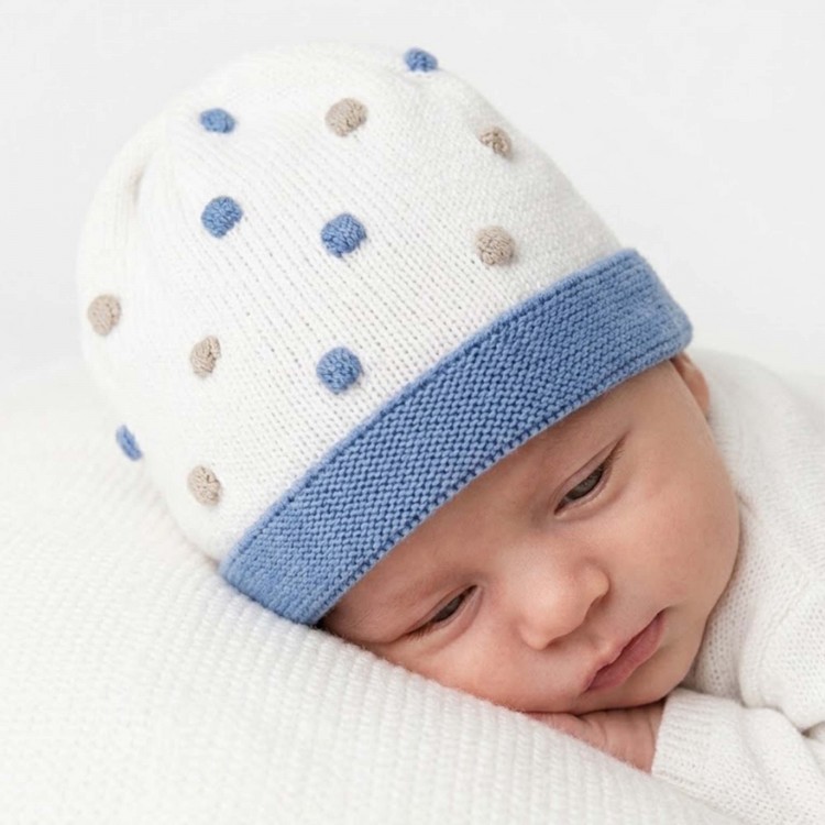 MARLU' Cappellino bianco con ricami neonato