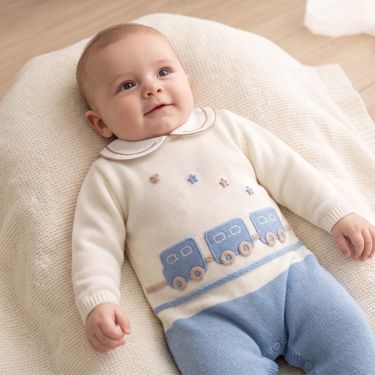 MARLU' Tutina celeste trenino neonato