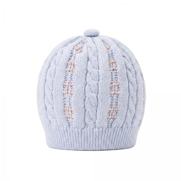 MARLU' Cappellino celeste in filato neonato