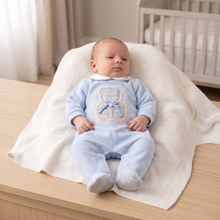 MARLU' Tutina celeste in ciniglia neonato