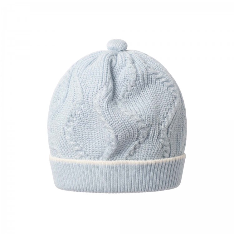 MARLU' Cappellino celeste in filato neonato