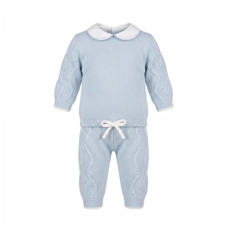 MARLU' Completo celeste in filato neonato