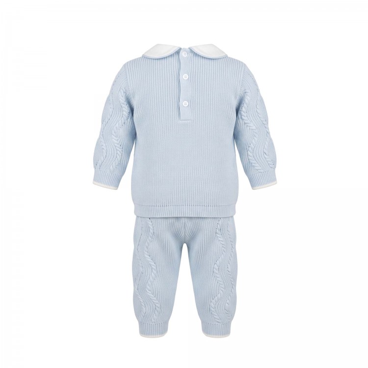 MARLU' Completo celeste in filato neonato