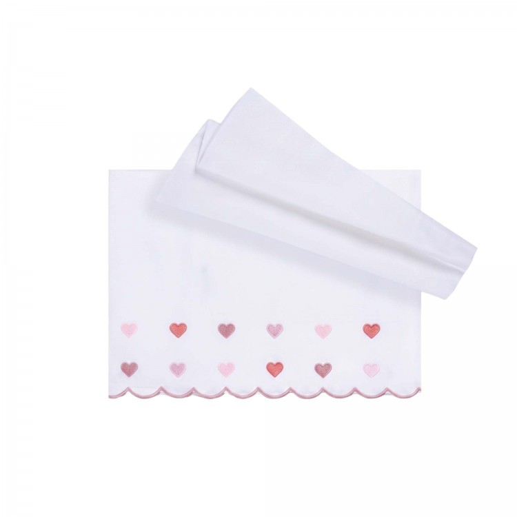 MARLU' Set lenzuolino bianco e rosa neonata
