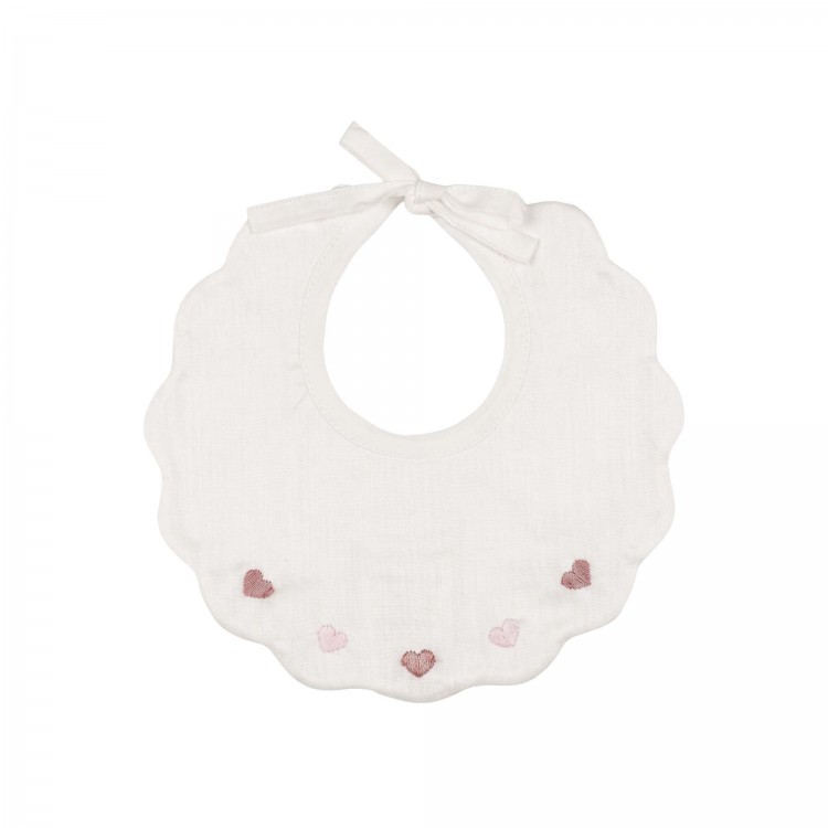 MARLU' Bavetta bianca cuoricini neonata