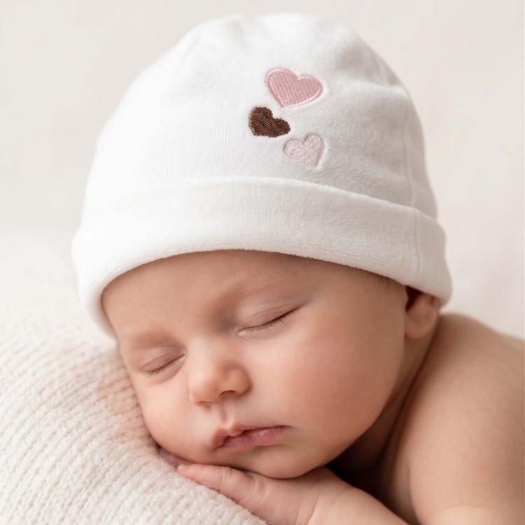 MARLU' Cappellino bianco in ciniglia neonata