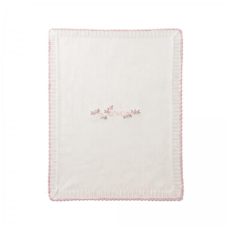 MARLU' Copertina bianca con roselline neonata