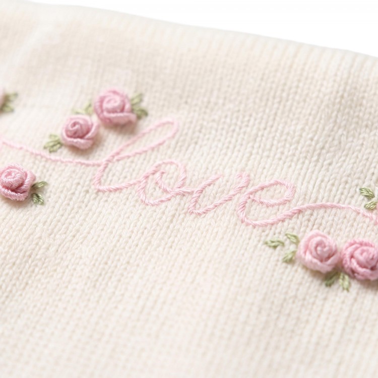 MARLU' Copertina bianca con roselline neonata