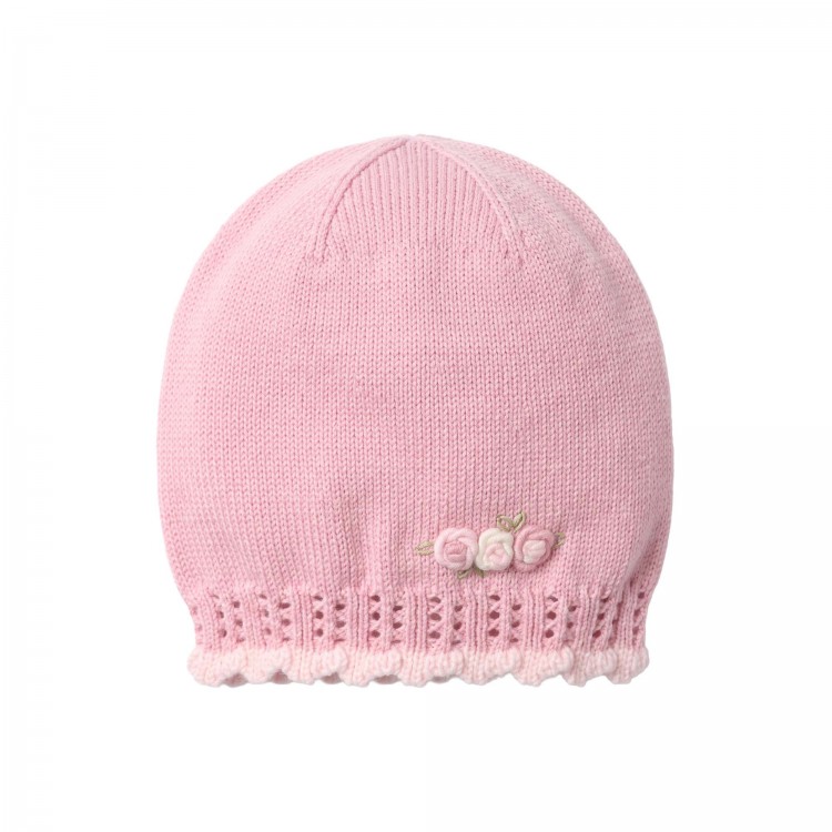 MARLU' Cappellino rosa con roselline neonata