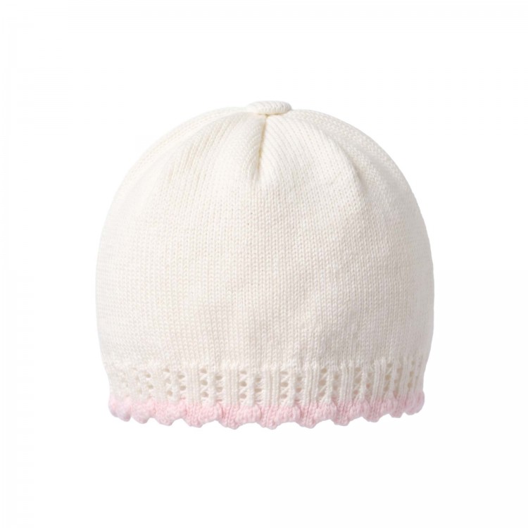 MARLU' Cappellino bianco con roselline neonata