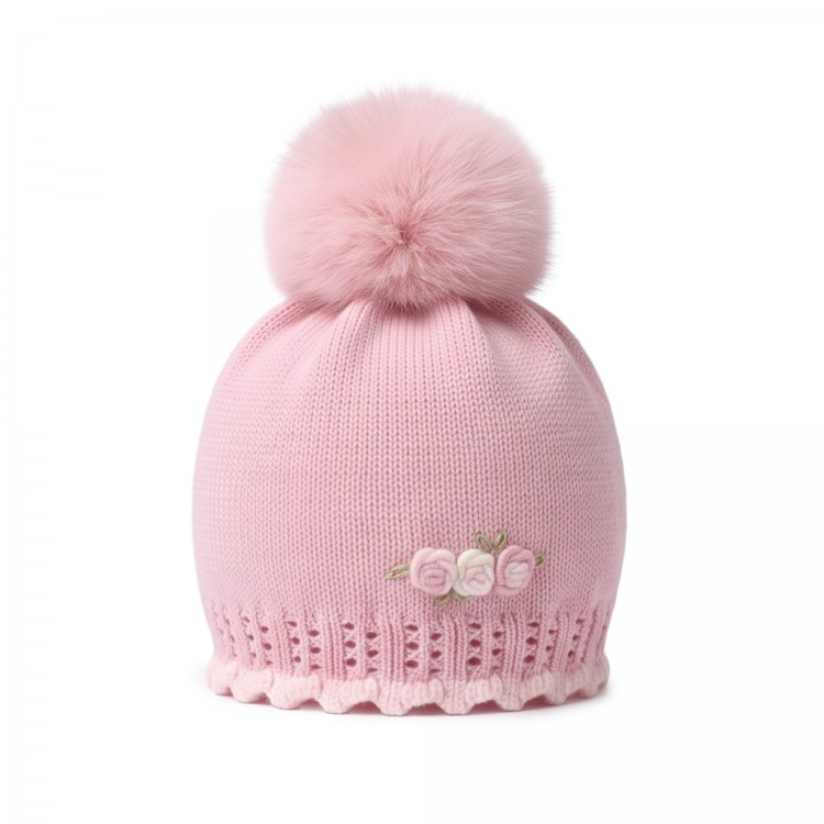 MARLU' Cappellino rosa con pompon neonata