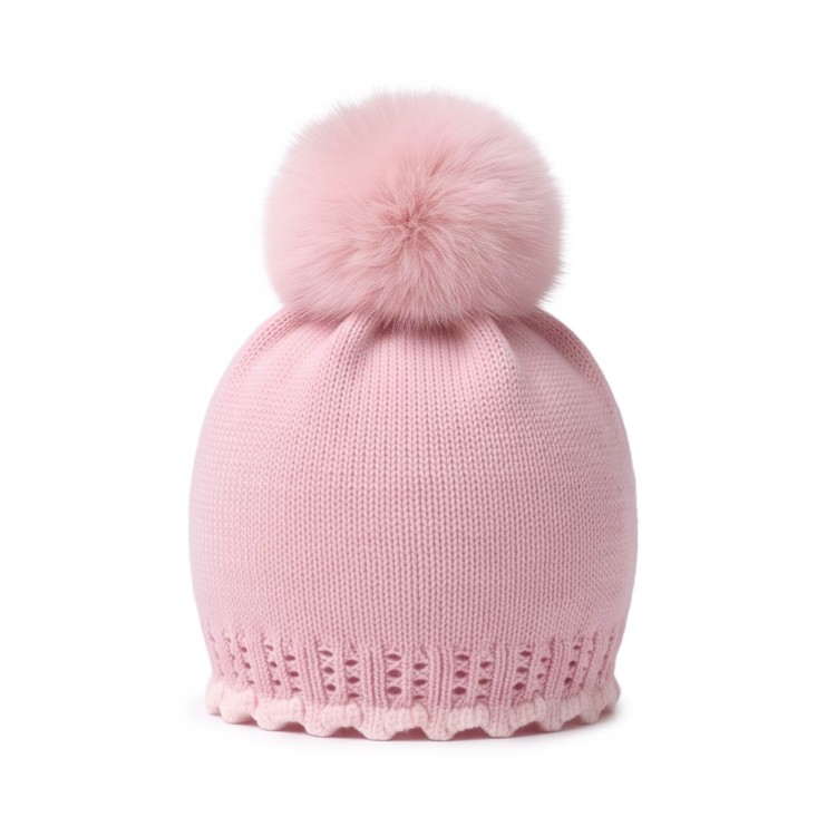 MARLU' Cappellino rosa con pompon neonata