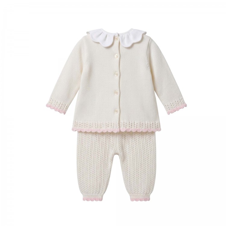 MARLU' Completo bianco roselline neonata