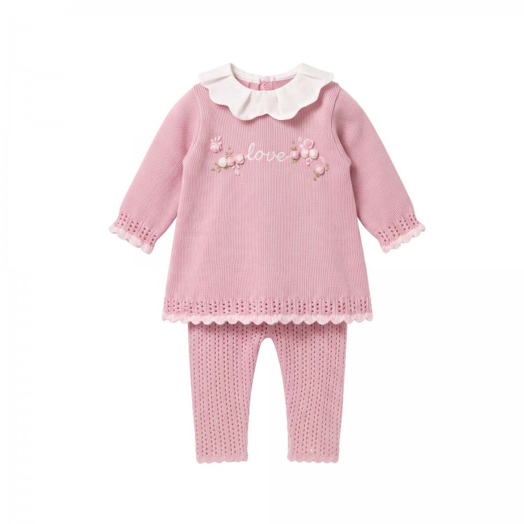 MARLU' Completo rosa con roselline neonata