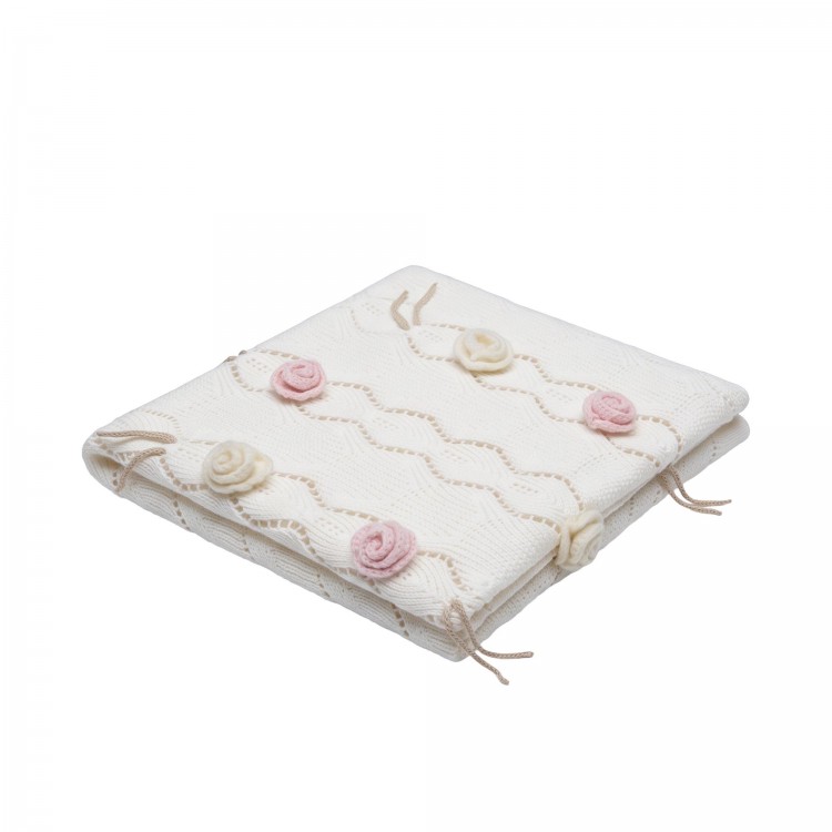 MARLU' Copertina bianca con rose neonata