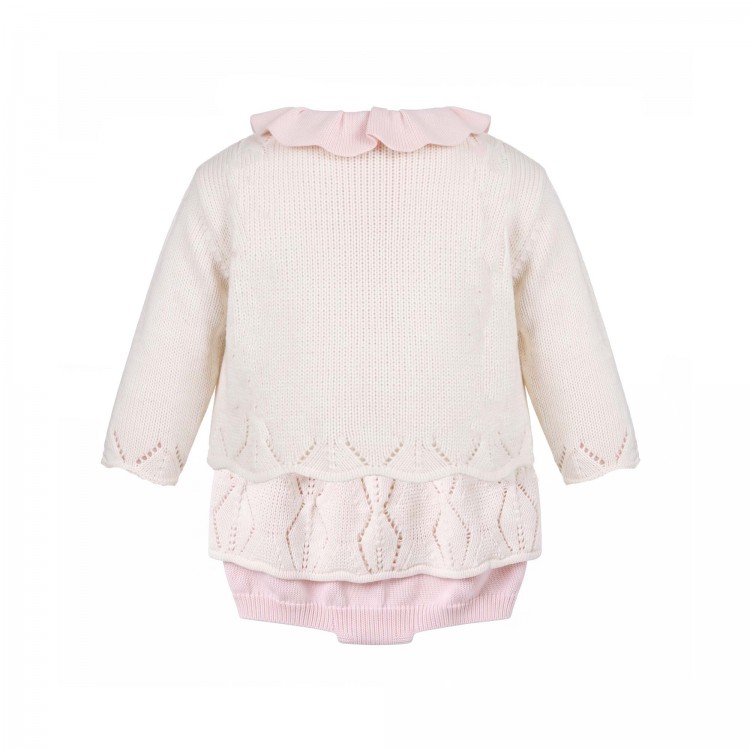 MARLU' Completo bianco con salopette neonata