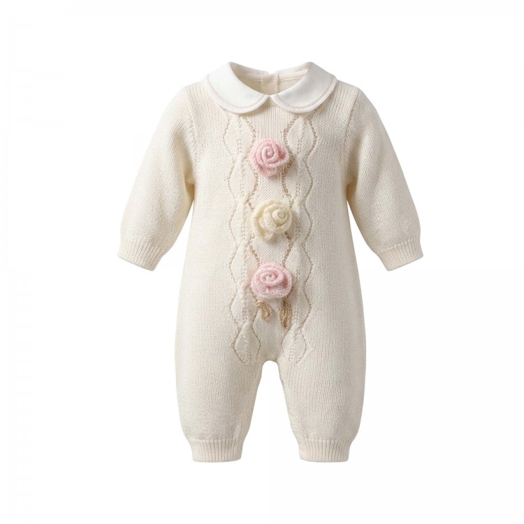 MARLU' Tutina bianca con rose neonata