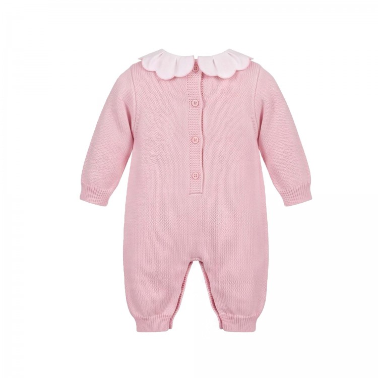 MARLU' Tutina rosa in filato con fiocco neonata