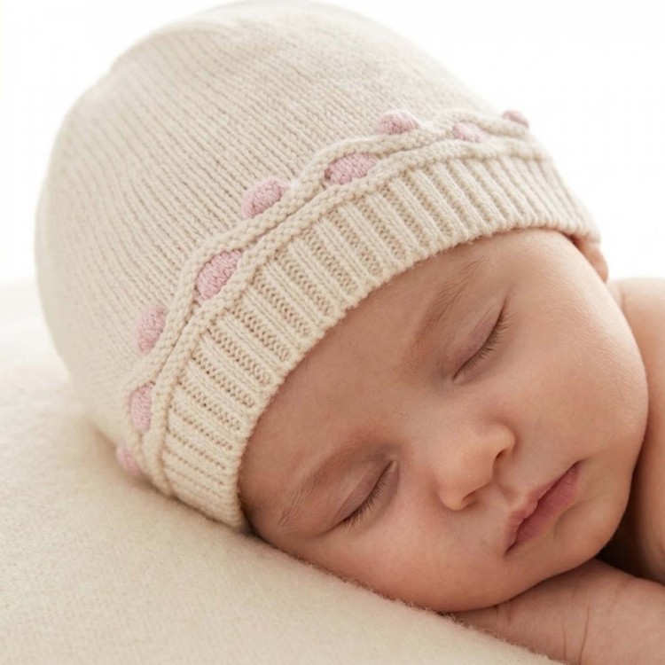 MARLU' Cappellino bianco in filato neonata