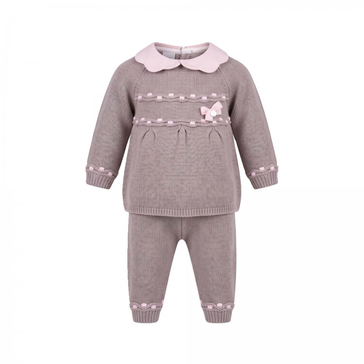 MARLU' Completo tortora e rosa neonata