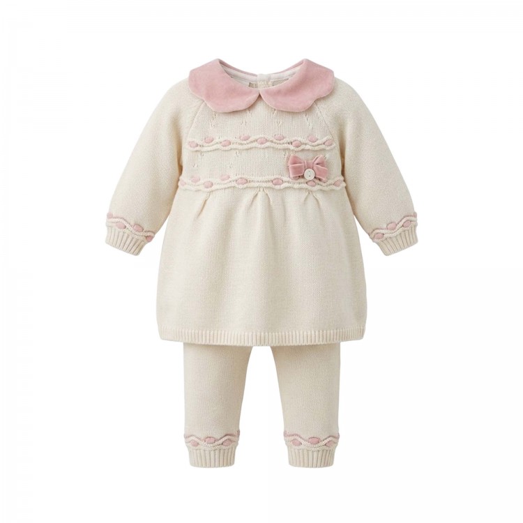 MARLU' Completo bianco e rosa neonata