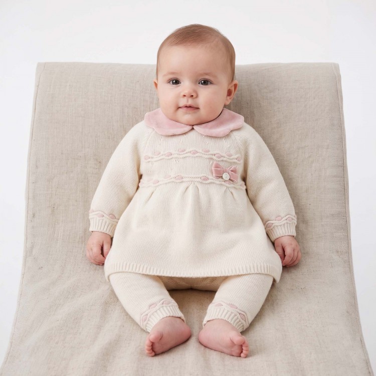 MARLU' Completo bianco e rosa neonata