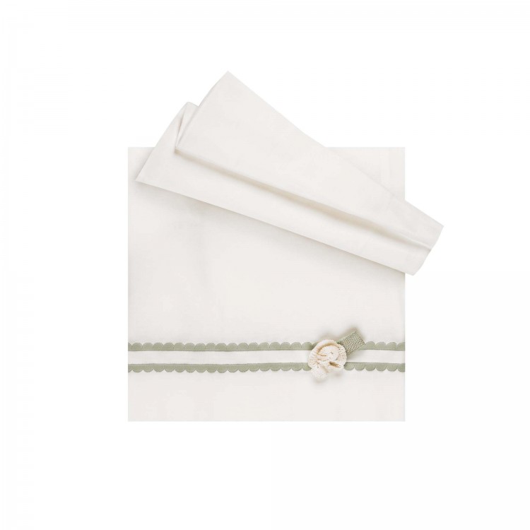 MARLU' Set lenzuolino bianco e salvia neonata