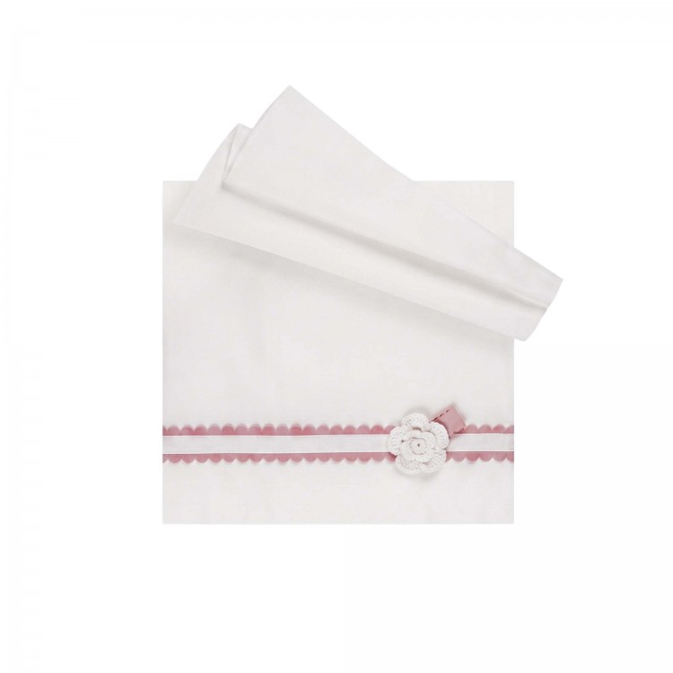 MARLU' Set lenzuolino bianco e rosa neonata