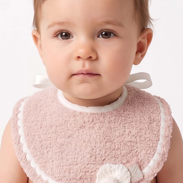 MARLU' Bavetta rosa con fiore neonata